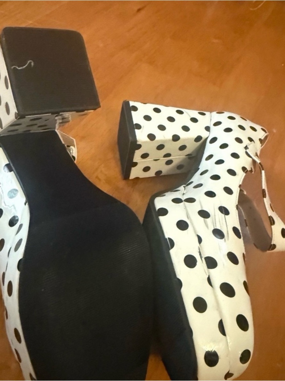 Polka Dot Heels Black and White Ariana Grande